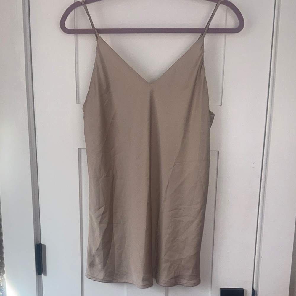 Calvin Klein Beige Shimmer Camisole Top | Adjustable Straps | Women’s Large